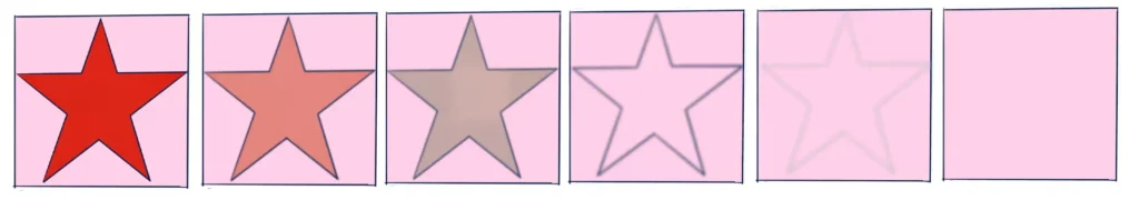 Varying shades of red stars used in the Red Star  Test to see if someone has Aphantasia