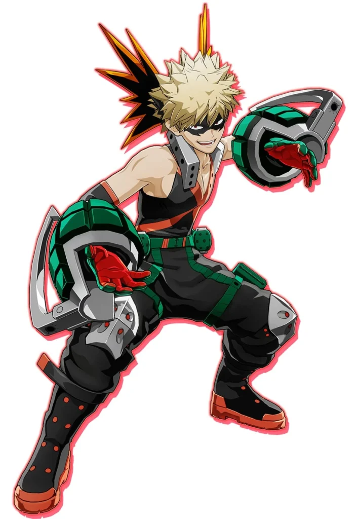 Katsuki Bakugo, from My Hero Academia, in a power stance ready for action