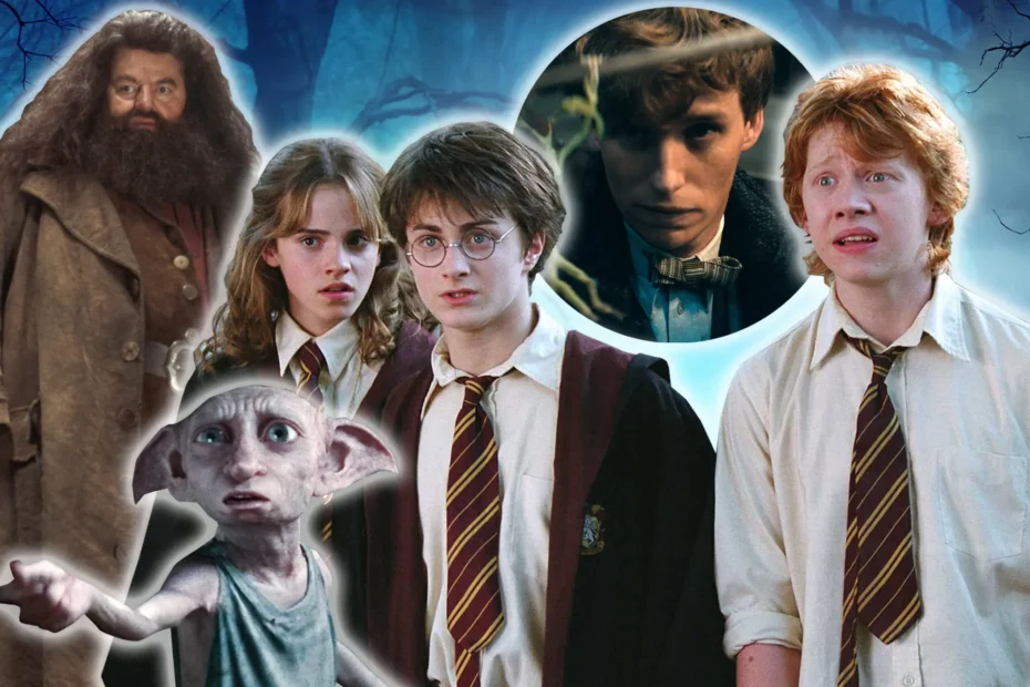 Hagrid, Hermione, Harry Potter, Ron Weasley, Dobby the house-elf, side by side as potential Harry Potter characters you could receive as your quiz results.