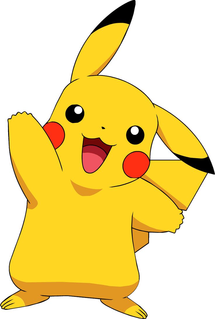 Pikachu, the Pokemon franchise mascot. A cute yellow character waving with rosy cheeks